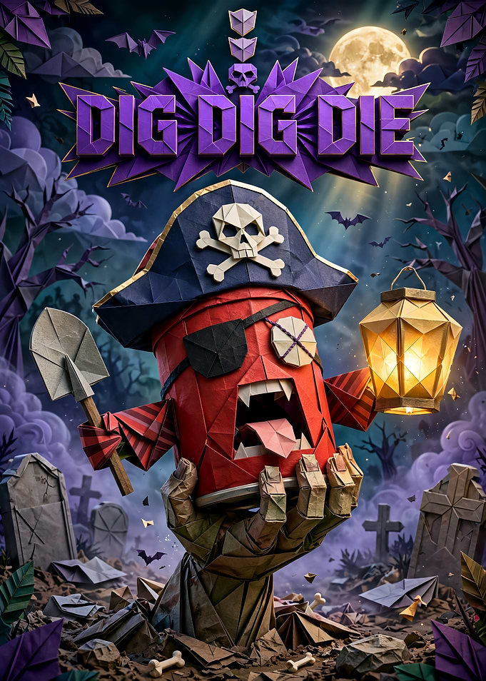 Dig Dig Die Origami Pirate Poster