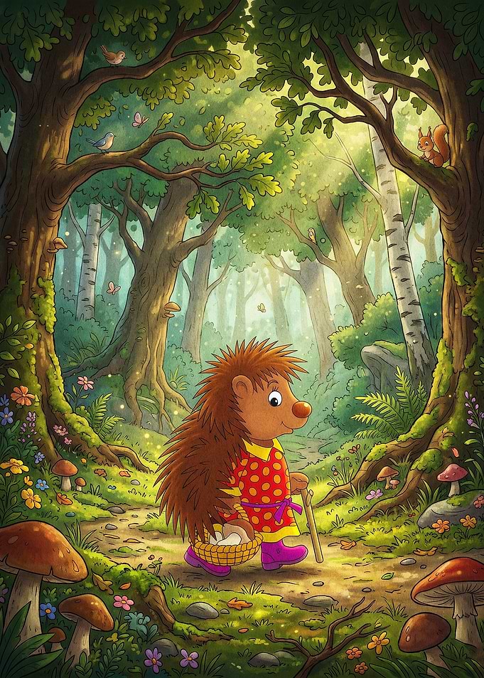 Hedgehog Forest Fairy Tale Art