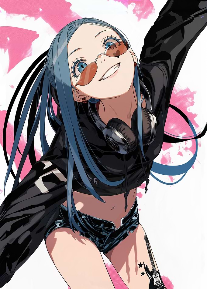SKY – Blue-Haired Anime Girl Streetwear Art