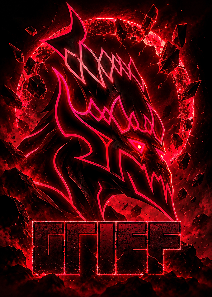 Grief Red Neon Dragon Logo