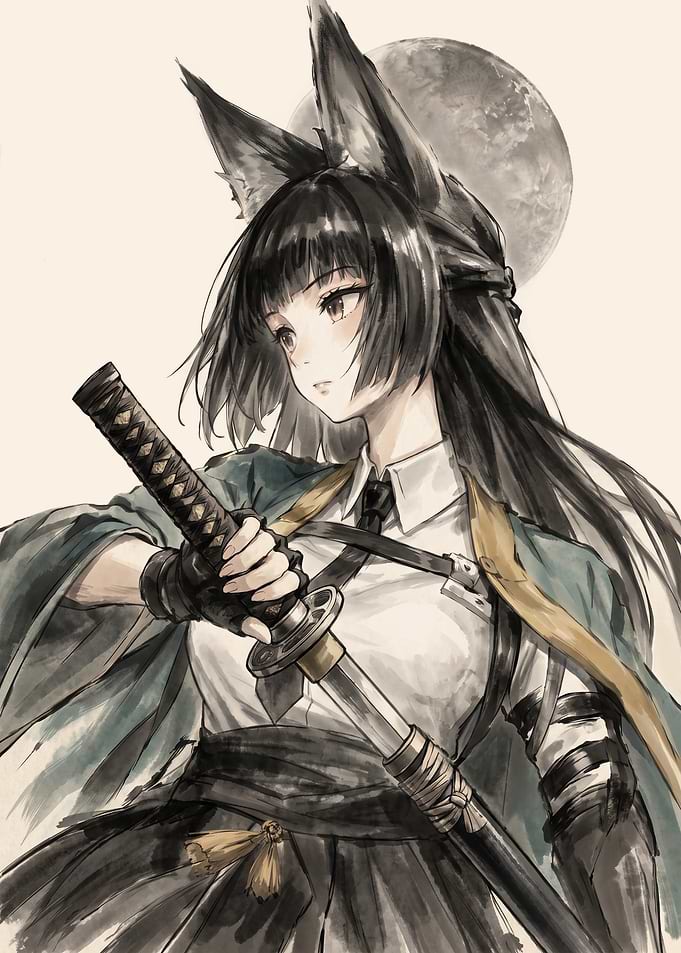 Anime Fox Girl Samurai Warrior