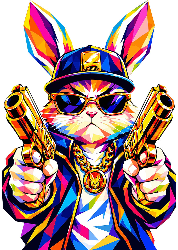 Colorful Pop Art Gangster Rabbit