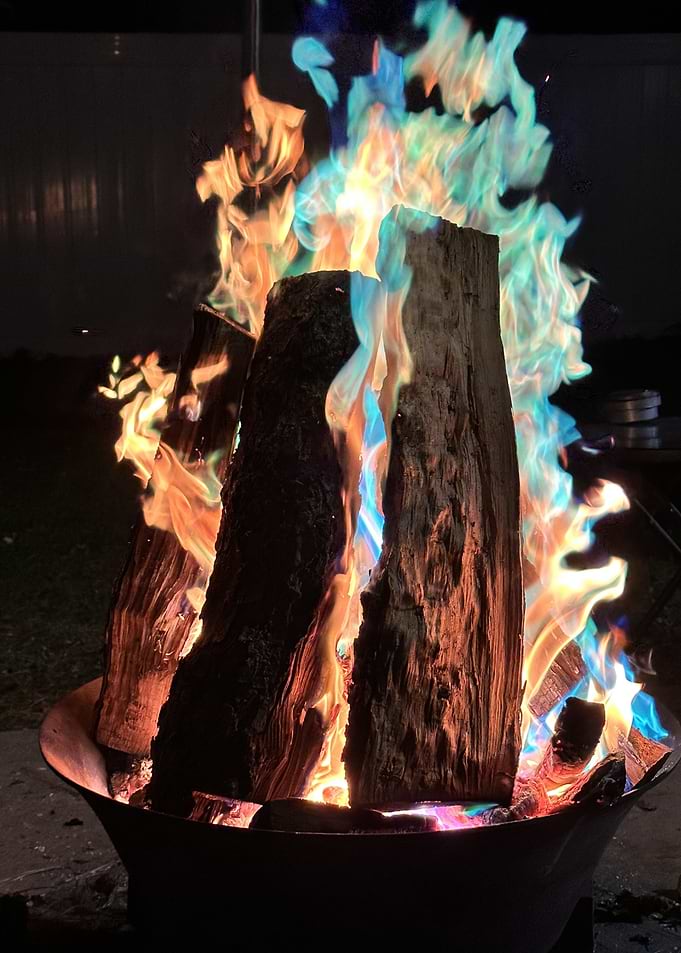 Vibrant Multi-Colored Backyard Fire Pit