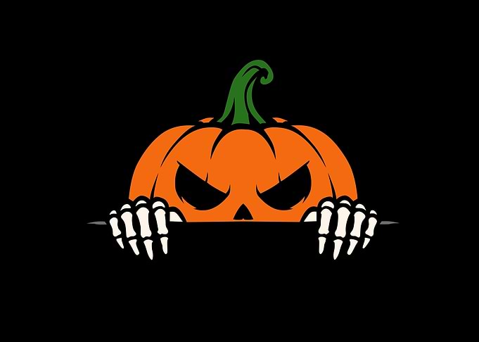 Spooky Skeleton Hands Pumpkin Halloween