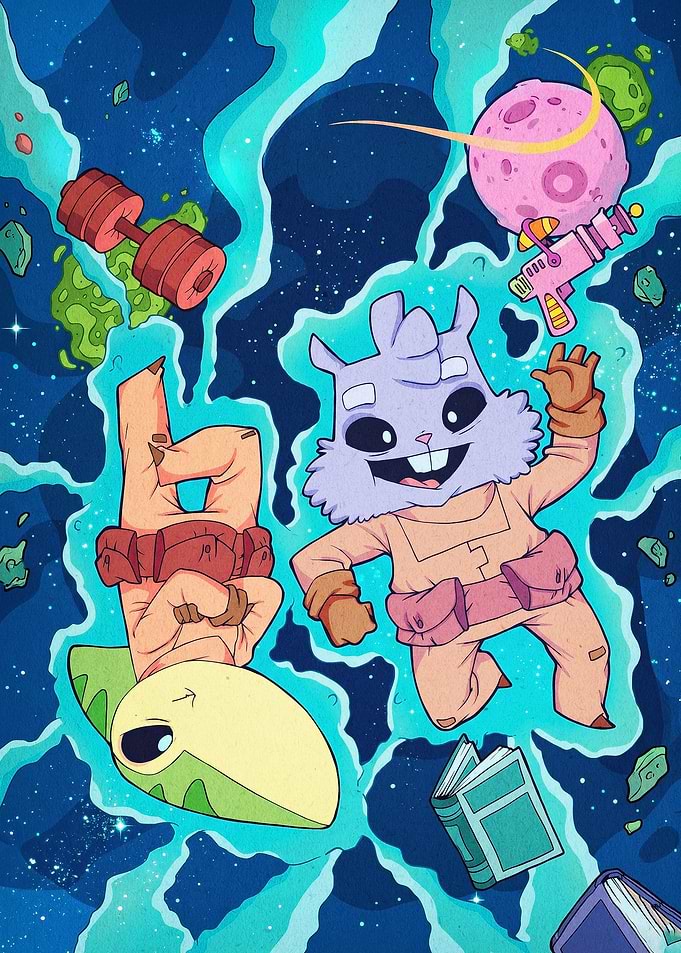Cosmic Rabbit Adventure Cute Art