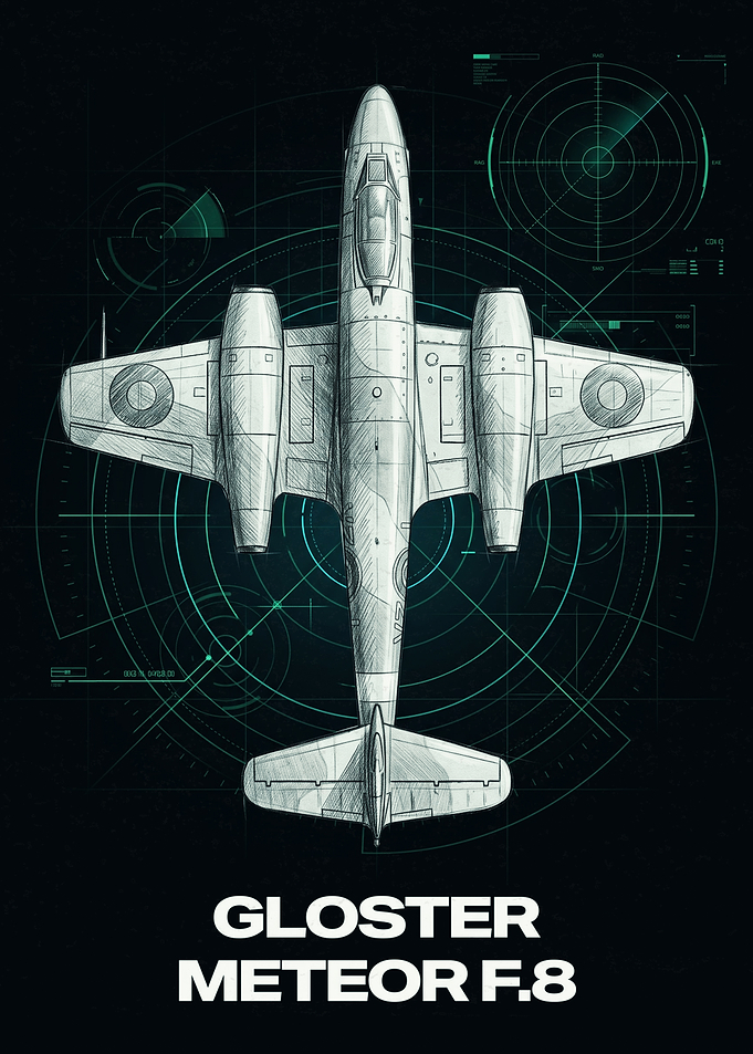 Gloster Meteor F.8 Blueprint Poster