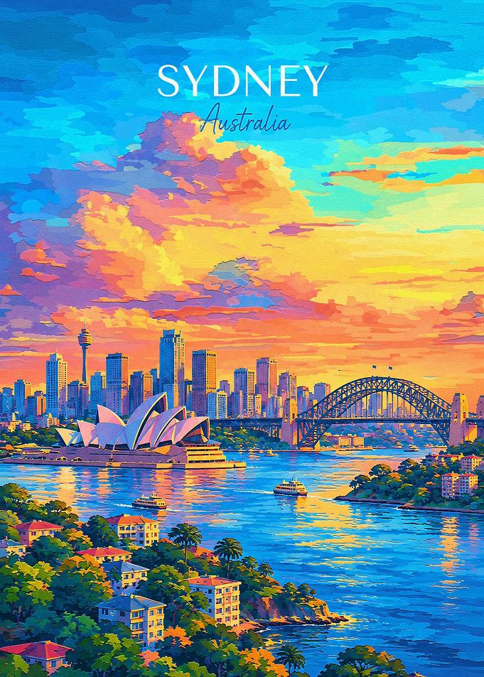 Vibrant Sydney Australia Sunset Poster