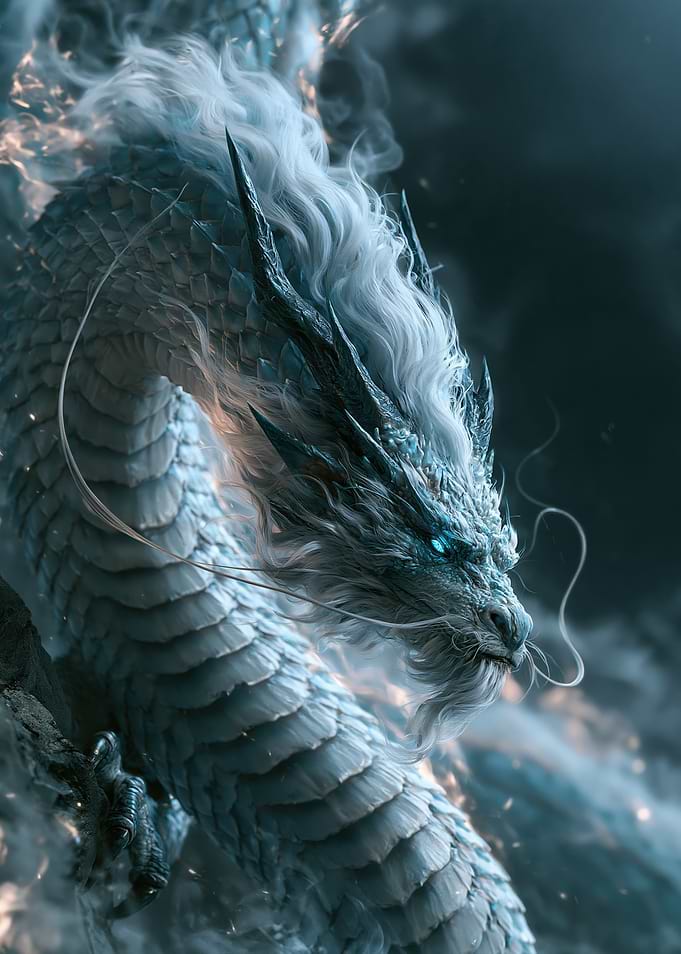 Majestic White Celestial Dragon