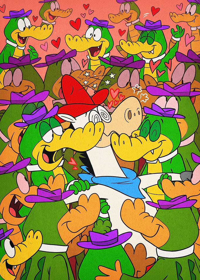 Cartoon Crocodile Retro Poster