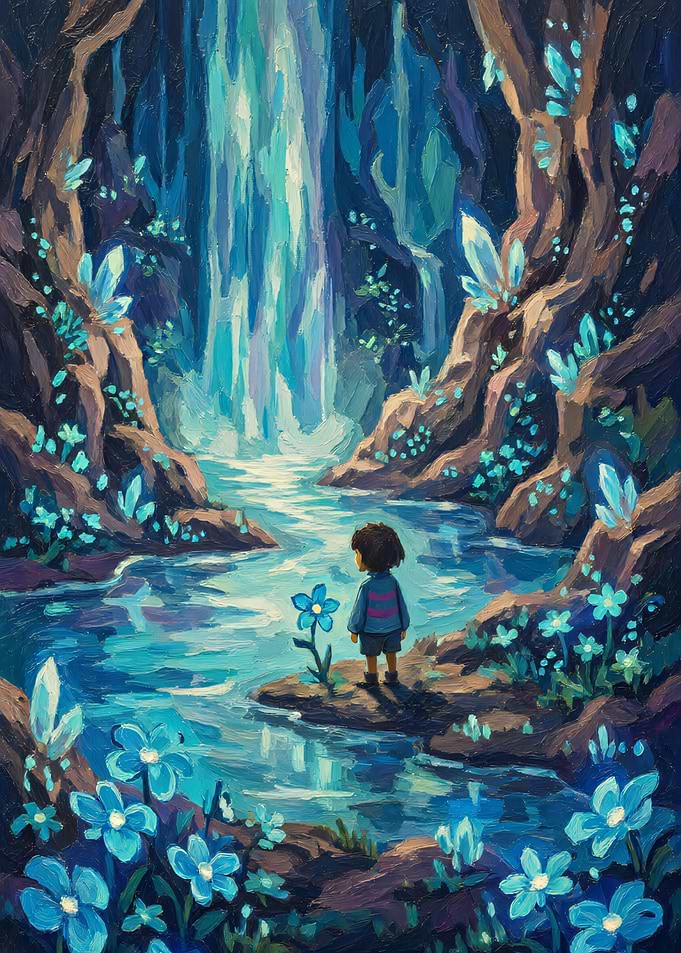 Frisk in Waterfall from Undertale
