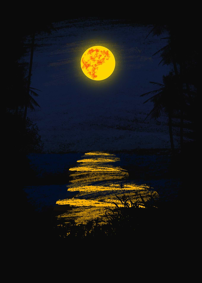 Full Moon Over Tropical Beach