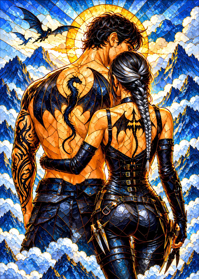 Dragon Tattoo Couple Fantasy Art
