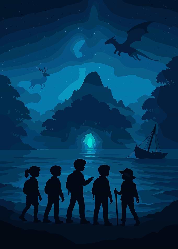 Children Discovering a Magical Fantasy Realm
