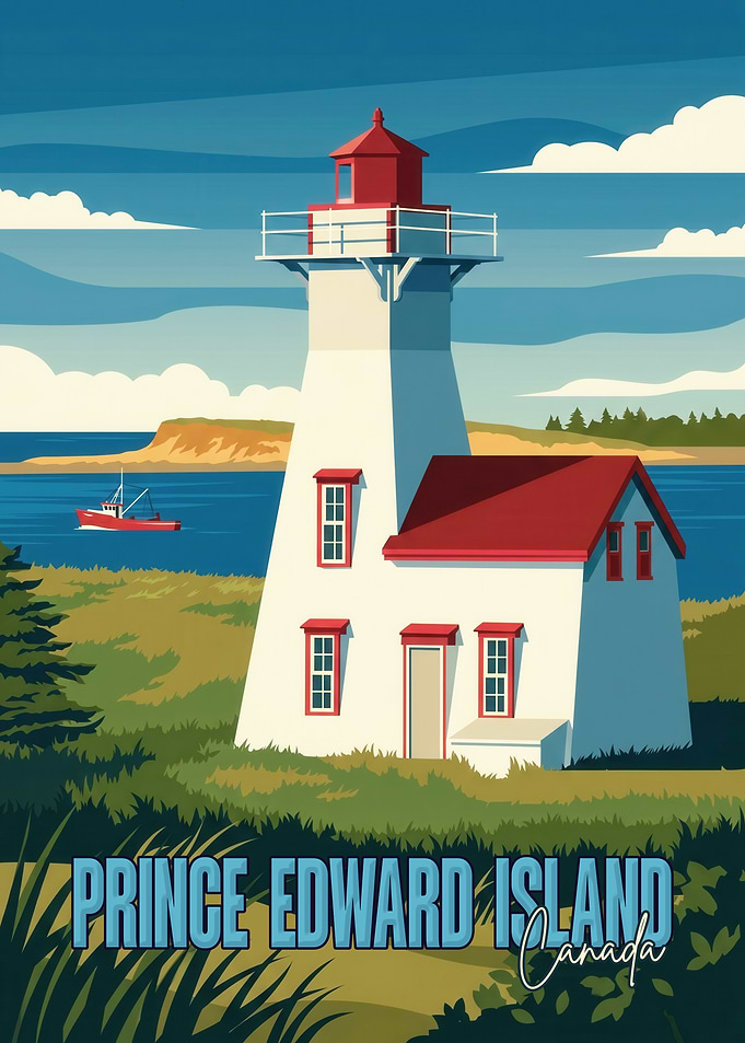 Prince Edward Island Lighthouse Travel Poster