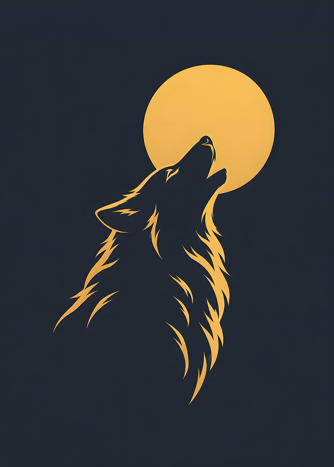Solitary Moon Howl Silhouette