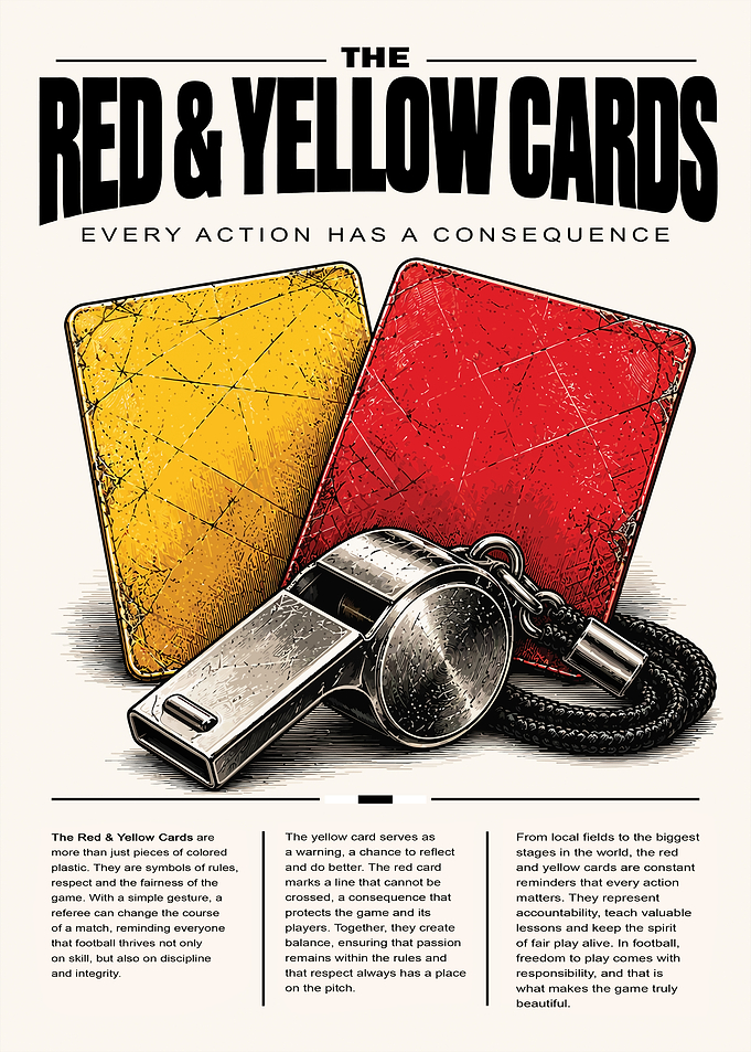 Red and Yellow Football Cards Poster