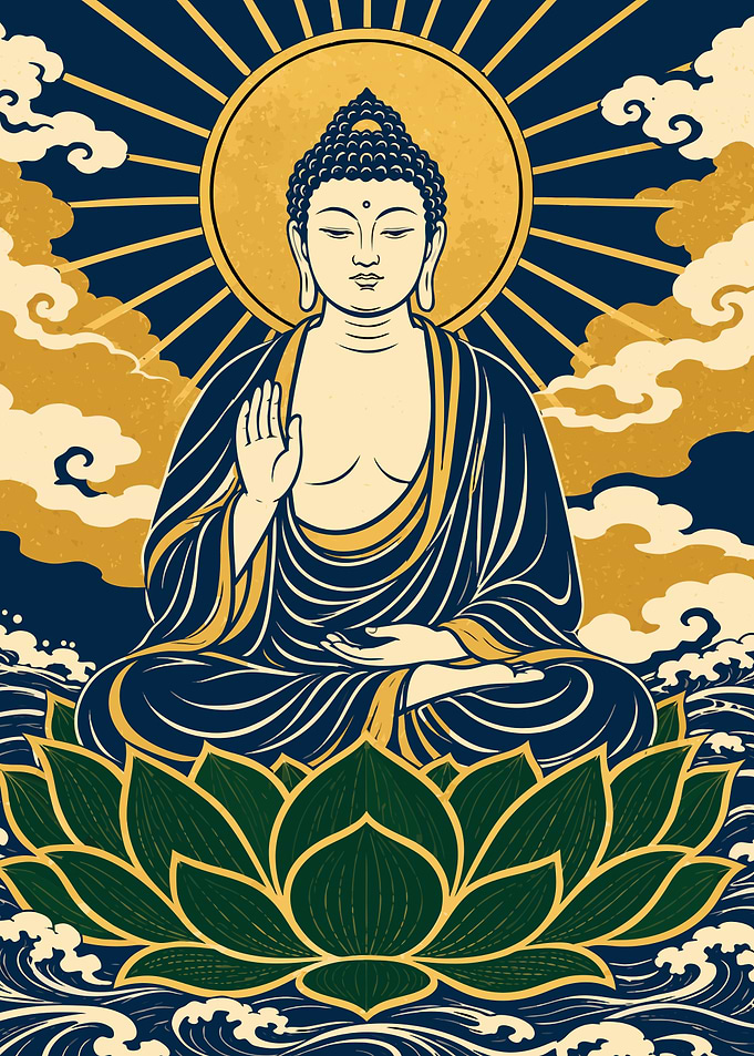 Golden Buddha on Sacred Lotus
