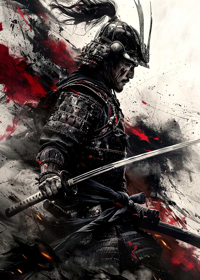 Fierce Samurai Warrior in Battle