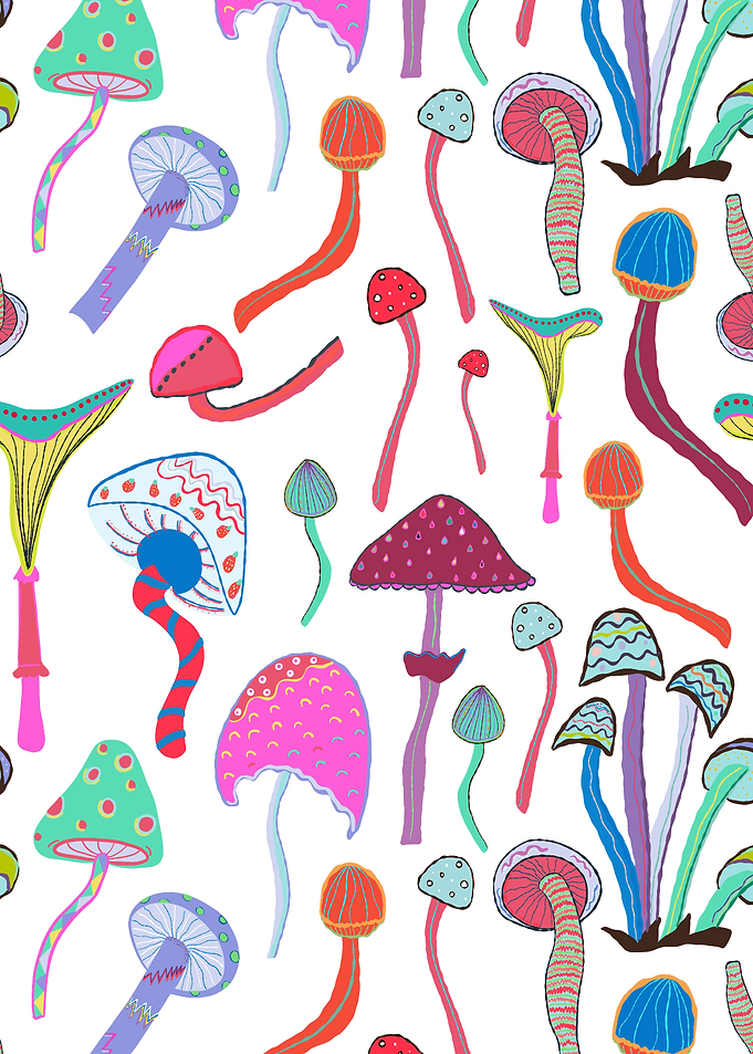Colorful Whimsical Mushroom Pattern