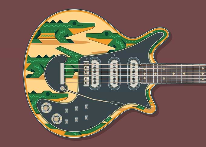 Alligator Pattern Electric Guitar Illustration