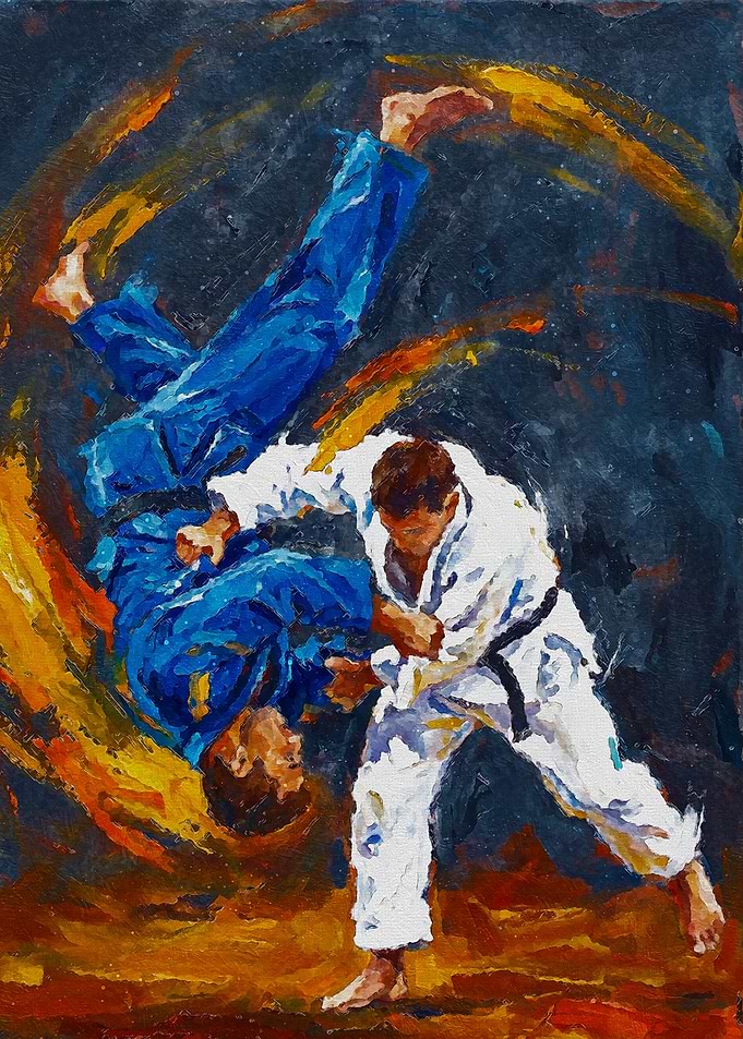 Judo Throw Action Painting