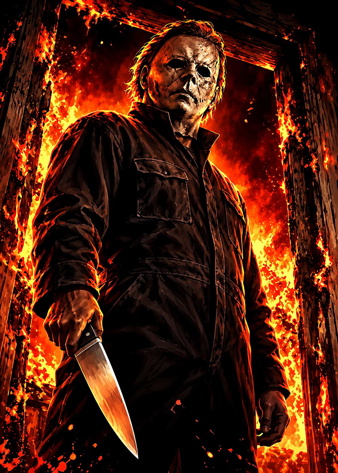 Michael Myers Halloween Fire Portrait