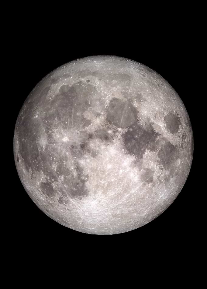 Full Moon Against Black Background