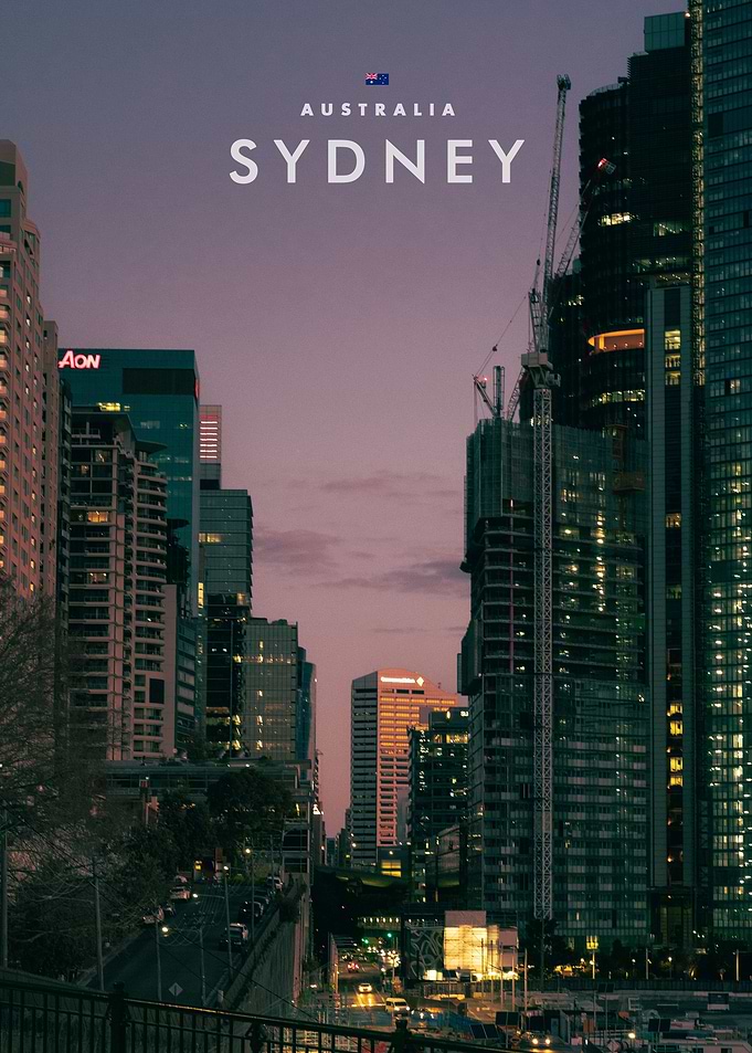 Sydney Australia Cityscape Sunset Poster