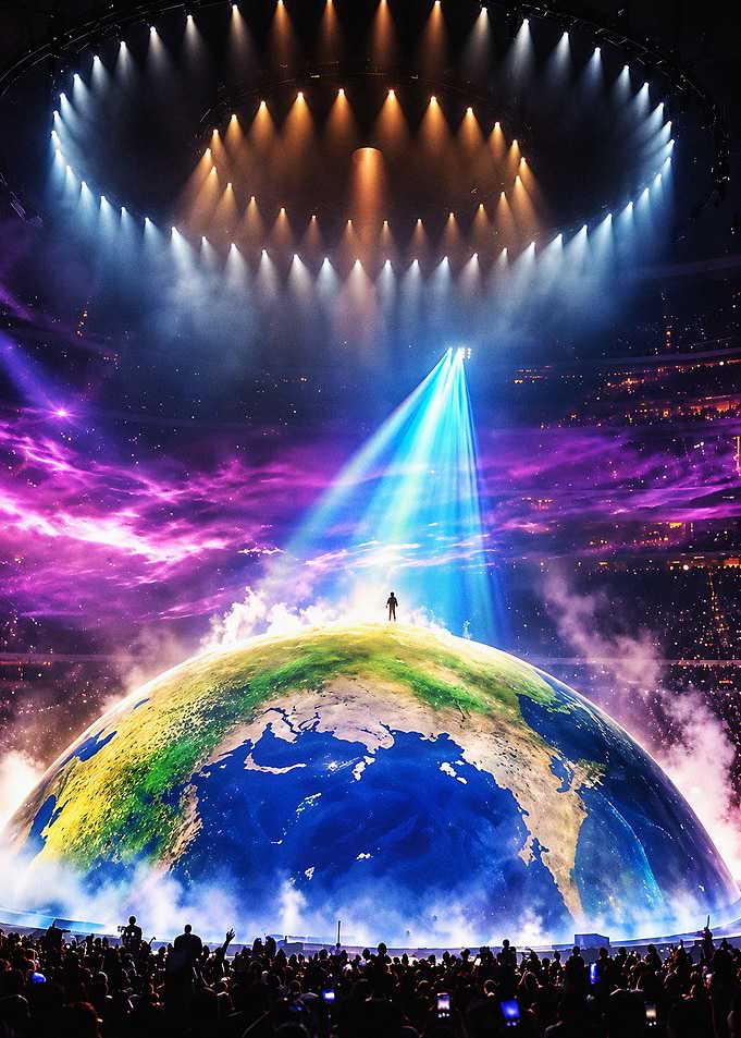 KANYE WEST Standing on Concert Performance on Earth Sphere