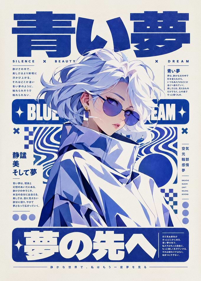 Blue Dream Anime Style Poster