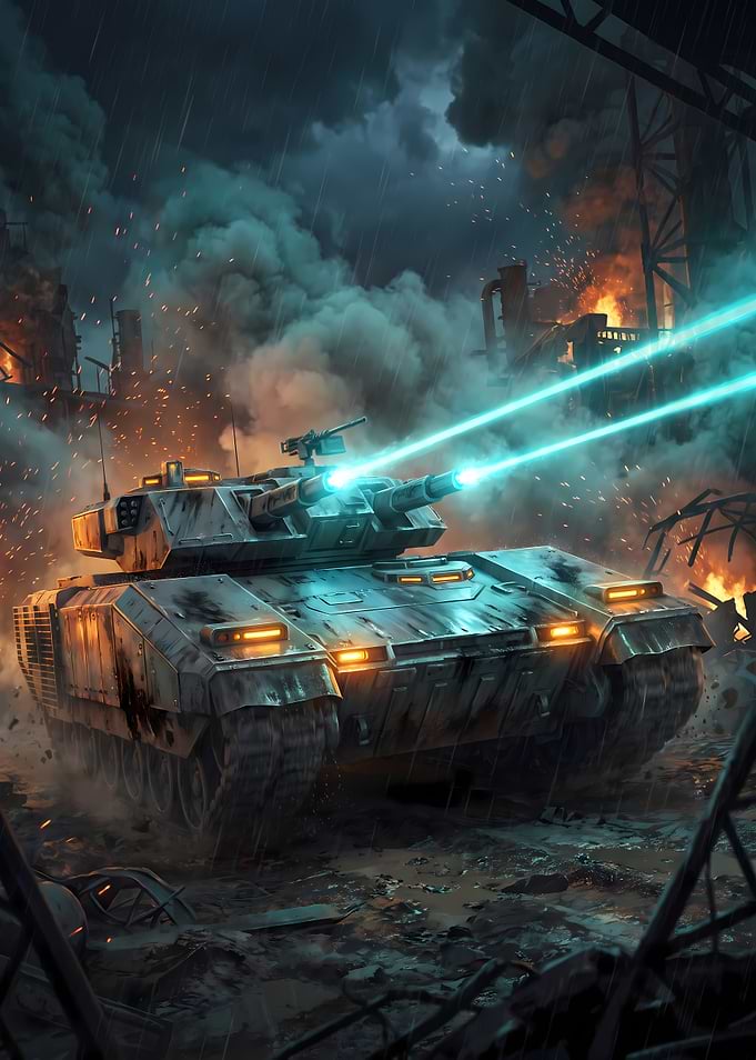 Futuristic Tank Firing Laser Beams