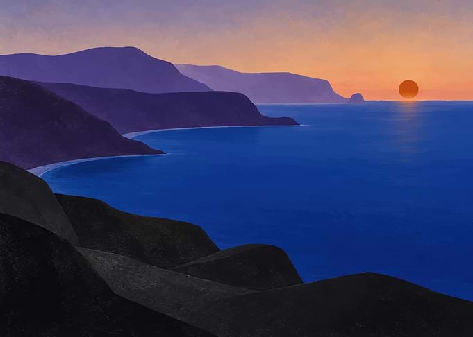 Minimalist Coastal Sunset Landscape