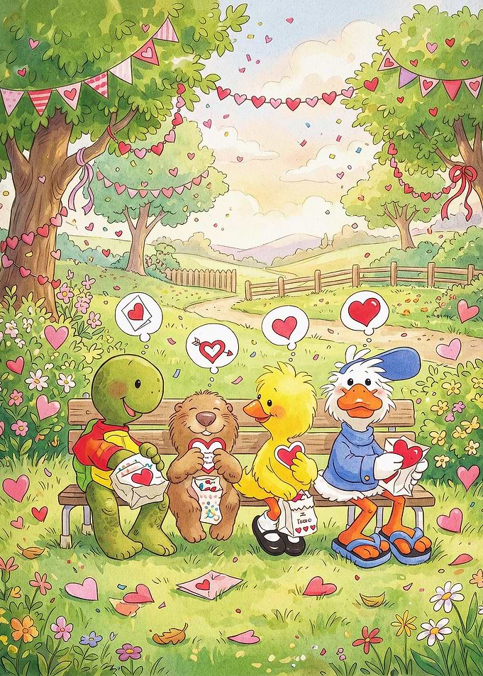 Cute Animals Love Watercolor Art