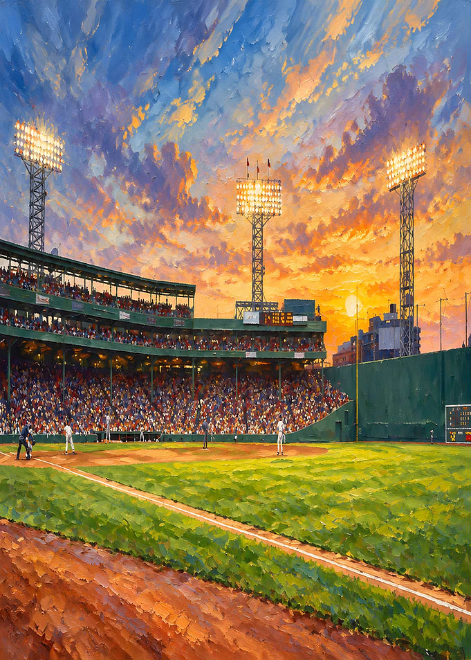 Fenway Park Sunset Baseball Painting