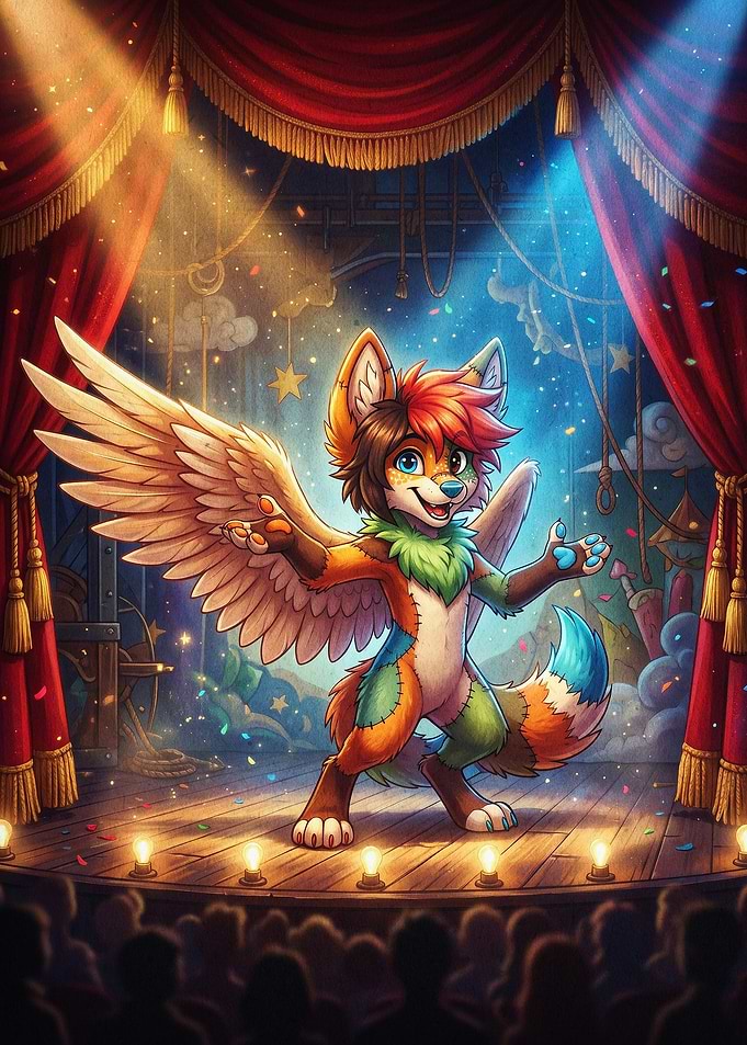 Winged Fox Stage Fantasy Poster