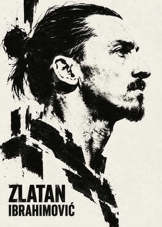 Zlatan Ibrahimovic Black and White Portrait