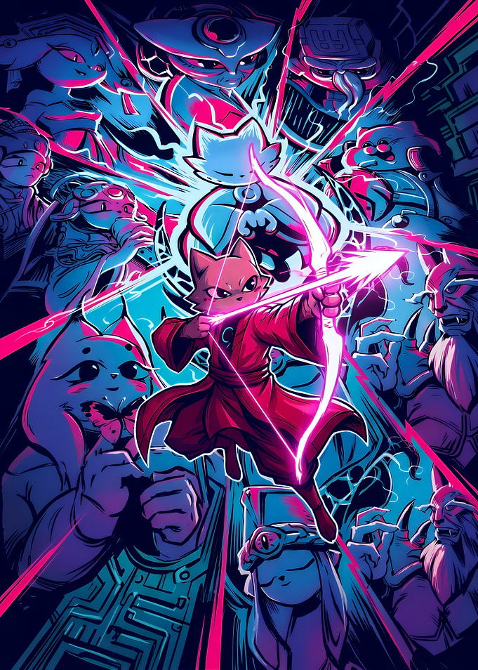 Nine Sols Archer Tao-Punk Neon Game Poster