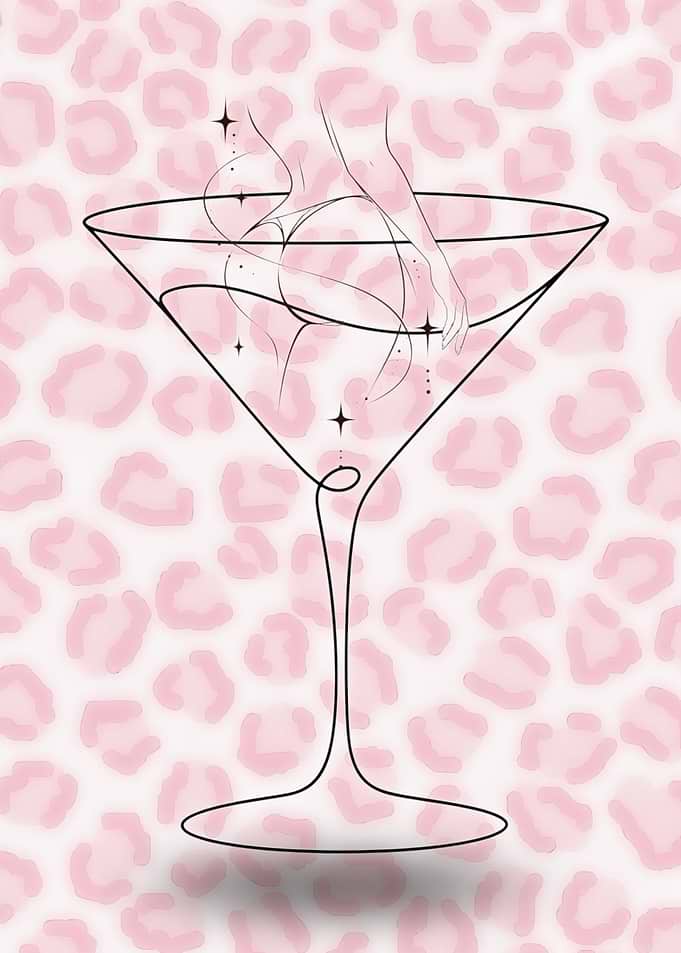 Minimalist Martini Glass Line Art