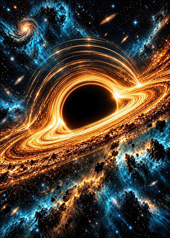 Vibrant Glowing Black Hole in Space