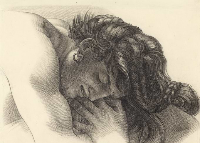 Charcoal Drawing of Sleeping Figure