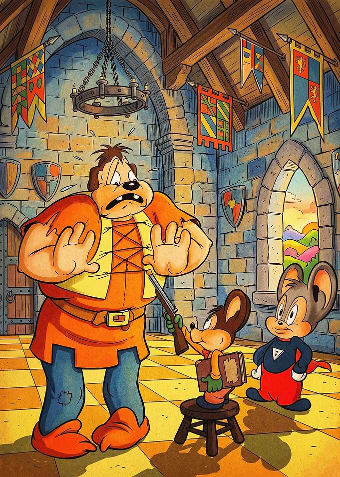 Medieval Mouse Cartoon Retro Art