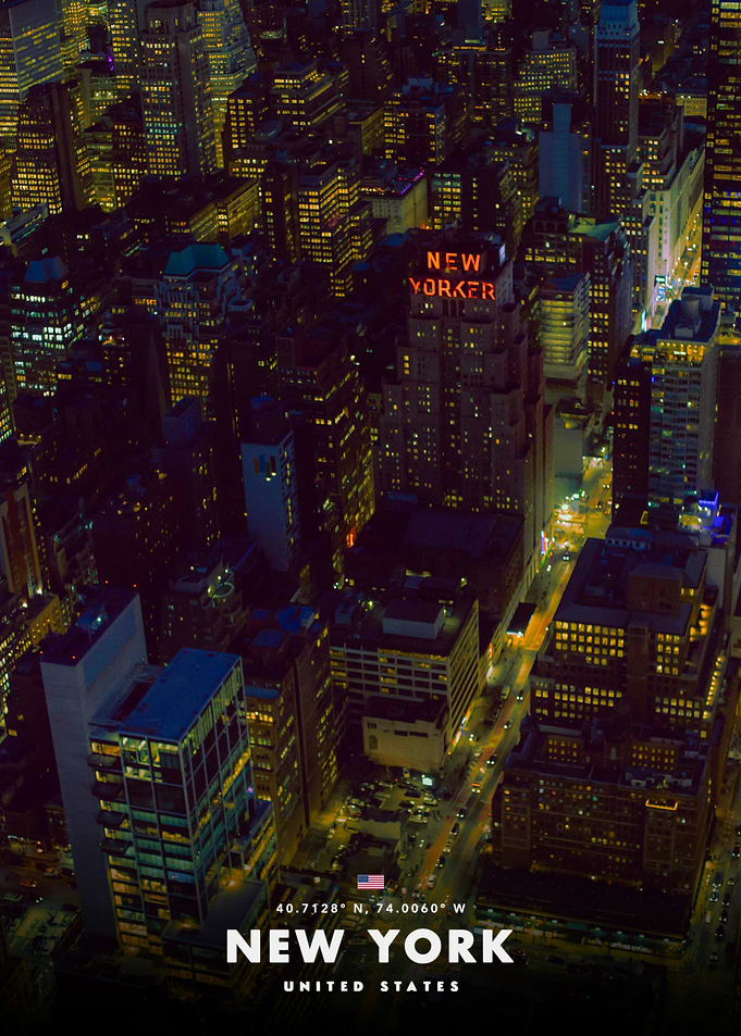 New York City Night Aerial View