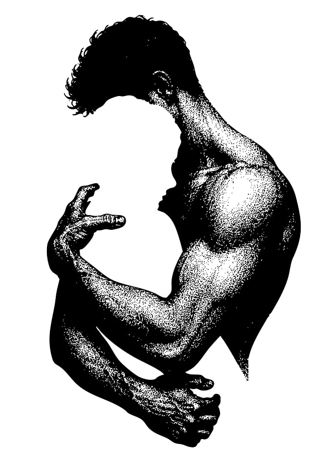 Negative Space Silhouette of Muscular Man