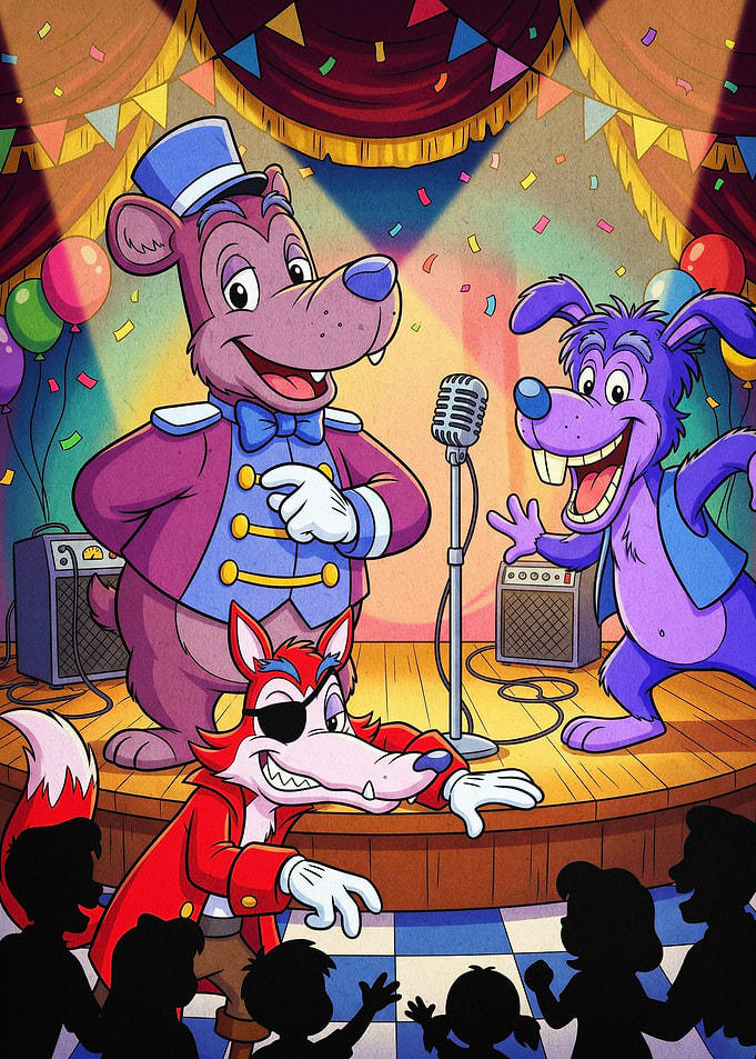 Circus Animals Retro Cartoon Art