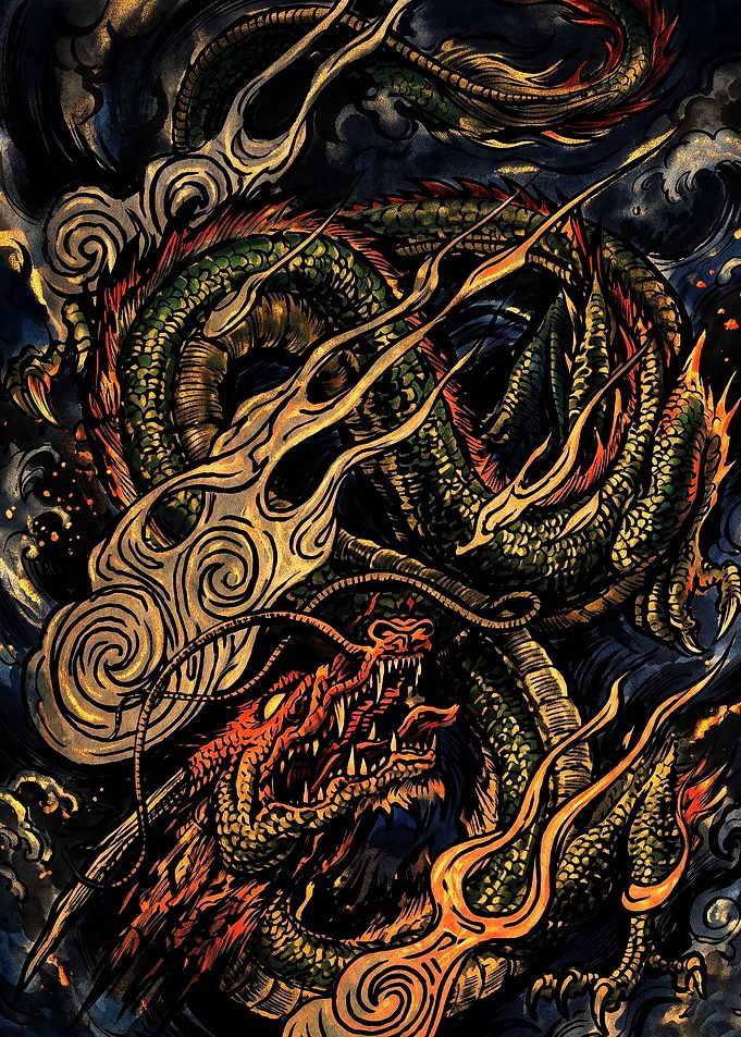 Intricate Japanese Dragon Illustration
