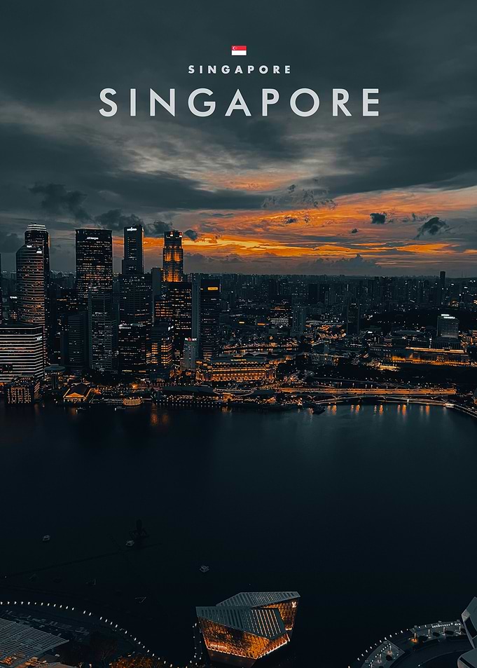 Singapore Cityscape Sunset Poster