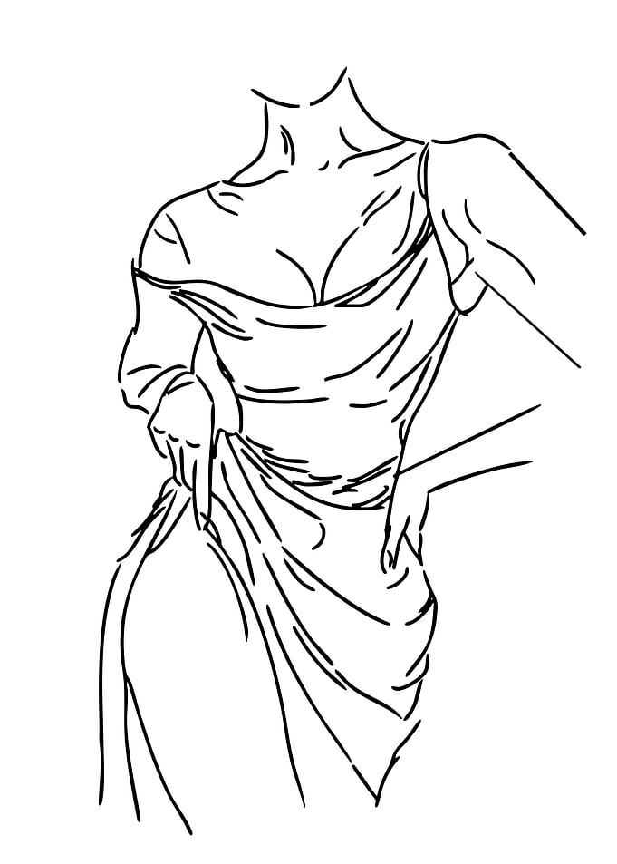 Minimalist Line Art Fashion Sketch