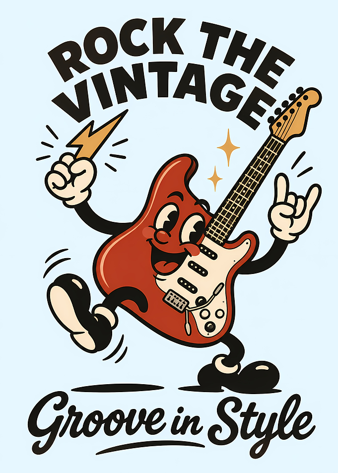 Rock the Vintage Guitar Cartoon