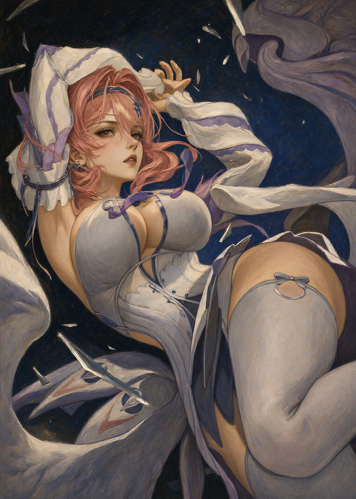 Elegant Anime Girl in White Dress