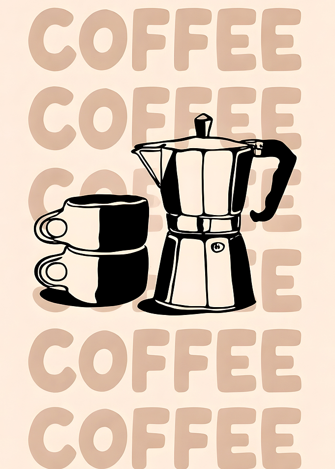 Minimalist Coffee Moka Pot Illustration